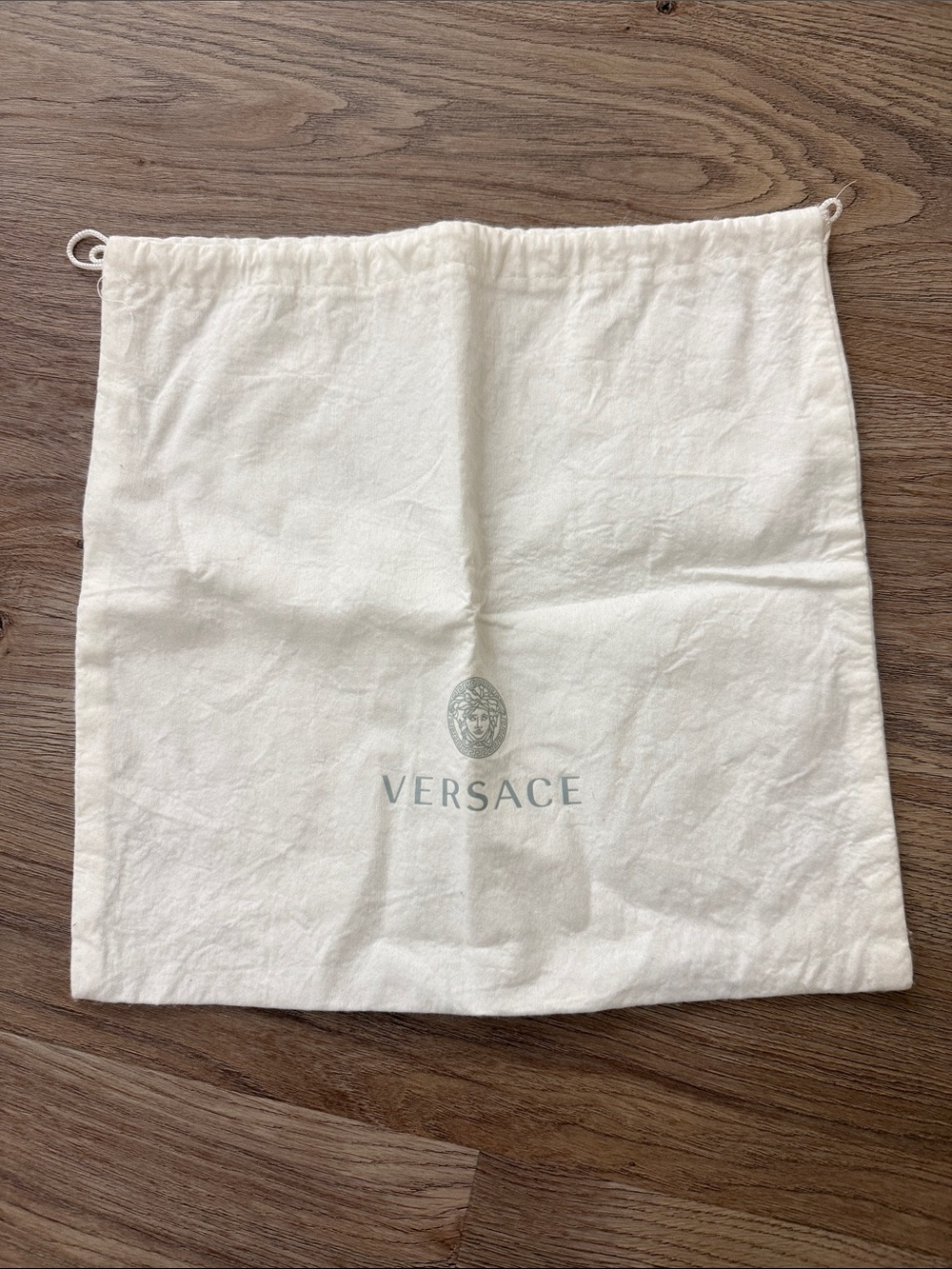 Versace Cream Logo Drawstring Pouch